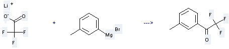 Acetic acid,2,2,2-trifluoro-, lithium salt (1:1) can be used to produce 3'-methyl-2,2,2-trifluoroacetophenone with m-tolyl-magnesium bromide by heating